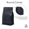 500g Recyclable Black Matt Flat Bottom Bag with Zip Lock [FB5] (100 per pack)