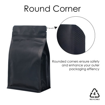 500g Recyclable Black Matt Flat Bottom Bag with Zip Lock [FB5] (100 per pack)