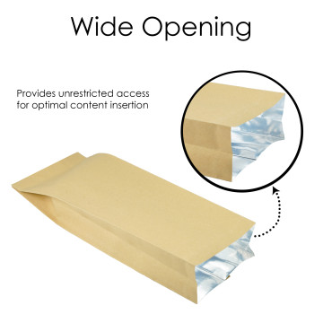 1kg 135x410mm Kraft Paper Side Gusset Pouch/Bag (100 per pack)