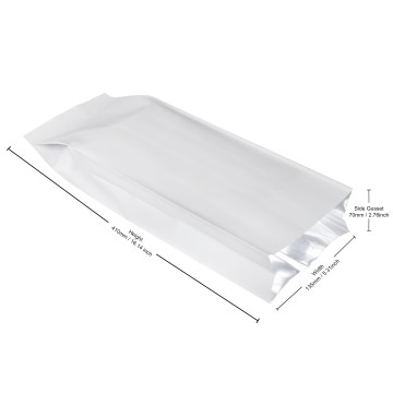 1kg 135x410mm White Matt Side Gusset Pouch/Bag (100 per pack)