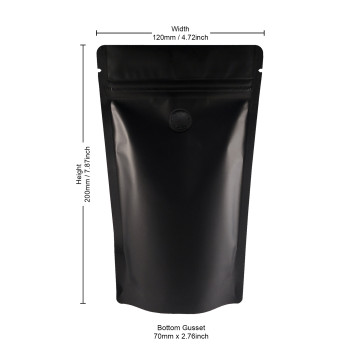 100g Black Matt With Valve Stand Up Pouch/Bag with Zip Lock [SP9] (100 per pack)
