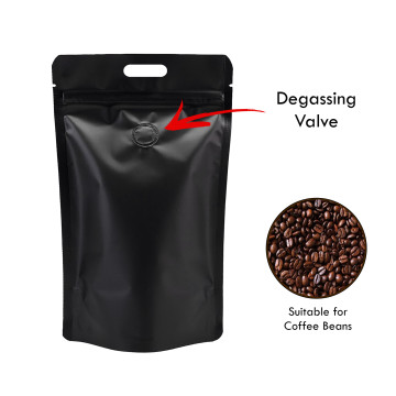 5kg Black Matt With Handle and Valve Stand Up Pouch/Bag with Zip Lock [SP8] (100 per pack)