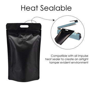 5kg Black Matt With Handle and Valve Stand Up Pouch/Bag with Zip Lock [SP8] (100 per pack)