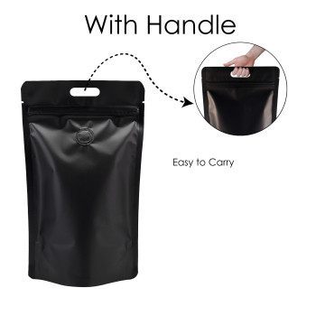 5kg Black Matt With Handle and Valve Stand Up Pouch/Bag with Zip Lock [SP8] (100 per pack)