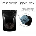 140x200mm Valve Oval Window Black Shiny Stand Up Pouch/Bag With Zip Lock (100 per pack)