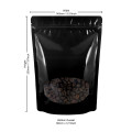 140x200mm Valve Oval Window Black Shiny Stand Up Pouch/Bag With Zip Lock (100 per pack)