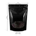 160x240mm Valve Oval Window Black Shiny Stand Up Pouch/Bag With Zip Lock (100 per pack)