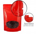 110x160mm Valve Oval Window Red Shiny Stand Up Pouch/Bag With Zip Lock (100 per pack)
