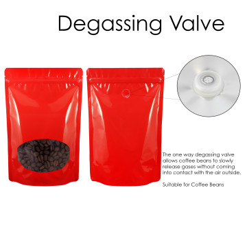 80x130mm Valve Oval Window Red Shiny Stand Up Pouch/Bag With Zip Lock (100 per pack)
