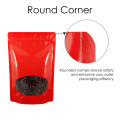 80x130mm Valve Oval Window Red Shiny Stand Up Pouch/Bag With Zip Lock (100 per pack)