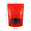 80x130mm Valve Oval Window Red Shiny Stand Up Pouch/Bag With Zip Lock (100 per pack)