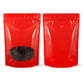 80x130mm Valve Oval Window Red Shiny Stand Up Pouch/Bag With Zip Lock (100 per pack)