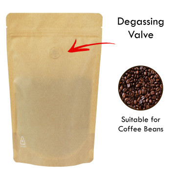 100g  Recyclable Brown Matt with Valve Stand Up Pouch/Bag with Zip Lock [SP9] (100 per pack)
