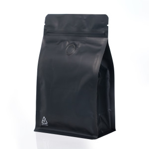 1kg Valve Recyclable Black Matt Flat Bottom Bag with Zip Lock [FB6] (100 per pack)