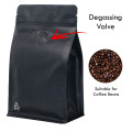 [SAMPLE] 500g Recyclable Valve Black Matt Flat Bottom Bag with Zip Lock [FB5] (100 per pack)