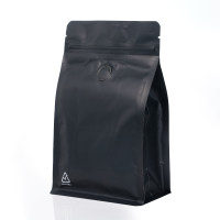 [SAMPLE] 500g Recyclable Valve Black Matt Flat Bottom Bag with Zip Lock [FB5] (100 per pack)