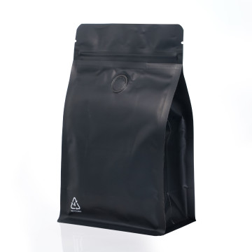 [SAMPLE] 500g Recyclable Valve Black Matt Flat Bottom Bag with Zip Lock [FB5] (100 per pack)