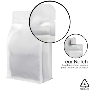 [SAMPLE] 250g Valve Recyclable White Matt Flat BottomBag with Zip Lock [FB4]