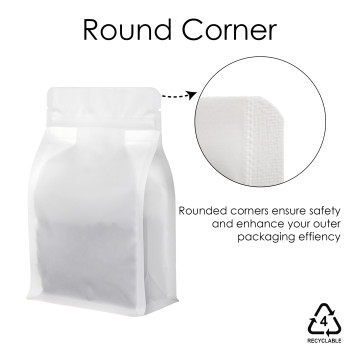 [SAMPLE] 250g Valve Recyclable White Matt Flat BottomBag with Zip Lock [FB4]