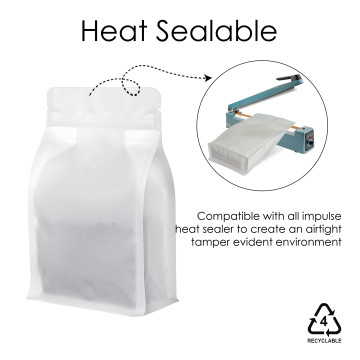 [SAMPLE] 250g Valve Recyclable White Matt Flat BottomBag with Zip Lock [FB4]