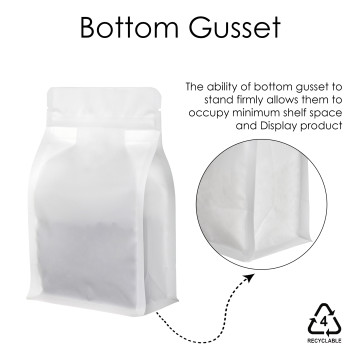 [SAMPLE] 250g Valve Recyclable White Matt Flat BottomBag with Zip Lock [FB4]
