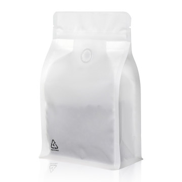 [SAMPLE] 250g Valve Recyclable White Matt Flat BottomBag with Zip Lock [FB4]