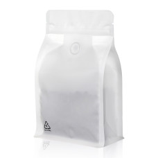 500g Recyclable Valve White Matt Flat Bottom Bag with Zip Lock [FB5] (100 per pack)