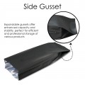 250g 90x270mm Valve Black Matt Side Gusset Pouch/Bag (100 per pack)