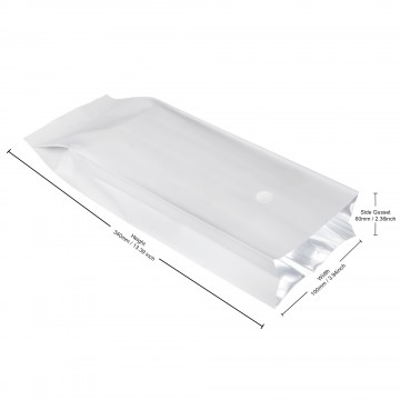 500g 100x340mm Valve White Matt Side Gusset Pouch/Bag (100 per pack)