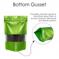 100x150mm Valve Window Green Matt Stand Up Pouch/Bag With Zip Lock (100 per pack)
