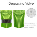 90x130mm Valve Window Green Matt Stand Up Pouch/Bag With Zip Lock (100 per pack)
