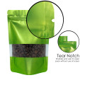 90x130mm Valve Window Green Matt Stand Up Pouch/Bag With Zip Lock (100 per pack)