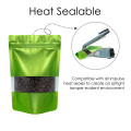 90x130mm Valve Window Green Matt Stand Up Pouch/Bag With Zip Lock (100 per pack)