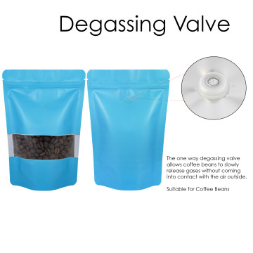 90x130mm Valve Window Blue Matt Stand Up Pouch/Bag With Zip Lock (100 per pack)