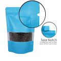 90x130mm Valve Window Blue Matt Stand Up Pouch/Bag With Zip Lock (100 per pack)