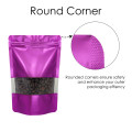 140x200mm Valve Window Purple Matt Stand Up Pouch/Bag With Zip Lock (100 per pack)