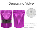 90x130mm Valve Window Purple Matt Stand Up Pouch/Bag With Zip Lock (100 per pack)