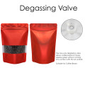 100x150mm Valve Window Red Matt Stand Up Pouch/Bag With Zip Lock (100 per pack)