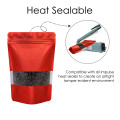 90x130mm Valve Window Red Matt Stand Up Pouch/Bag With Zip Lock (100 per pack)