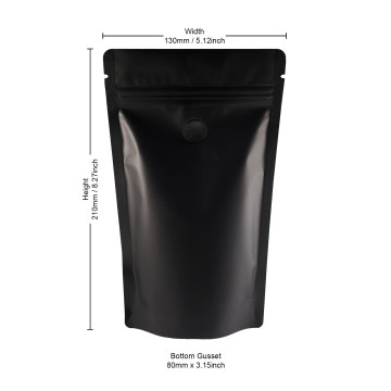 150g Black Matt With Valve Stand Up Pouch/Bag with Zip Lock [SP3] (100 per pack)