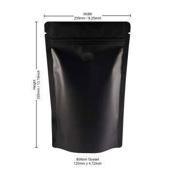 [Sample] 1kg Black Matt With Valve Stand Up Pouch/Bag with Zip Lock [SP6]