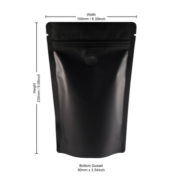 250g Black Matt With Valve Stand Up Pouch/Bag with Zip Lock [SP4] (100 per pack)