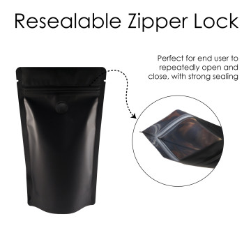 5kg Black Matt With Valve Stand Up Pouch/Bag with Zip Lock [SP8] (100 per pack)