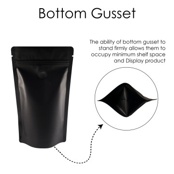 5kg Black Matt With Valve Stand Up Pouch/Bag with Zip Lock [SP8] (100 per pack)