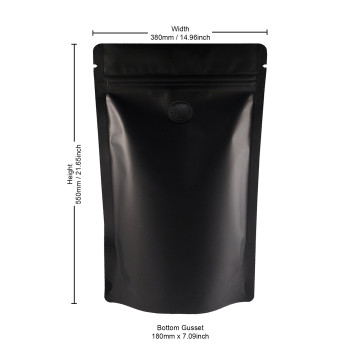 5kg Black Matt With Valve Stand Up Pouch/Bag with Zip Lock [SP8] (100 per pack)