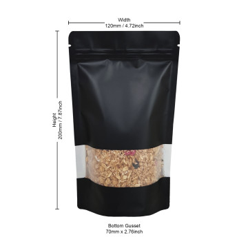 [Sample] 100g Window Black Matt Stand Up Pouch/Bag with Zip Lock [SP9]