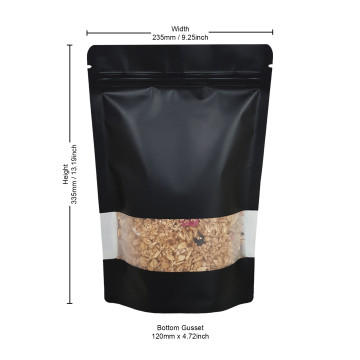 [Sample] 1kg Window Black Matt Stand Up Pouch/Bag with Zip Lock [SP6]