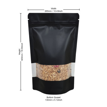 2kg Window Black Matt Stand Up Pouch/Bag with Zip Lock [SP10] (100 per pack)