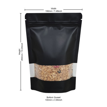 500g Window Black Matt Stand Up Pouch/Bag with Zip Lock [SP5] (100 per pack)