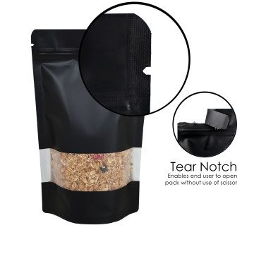 50g Window Black Matt Stand Up Pouch/Bag with Zip Lock [WP1] (100 per pack)